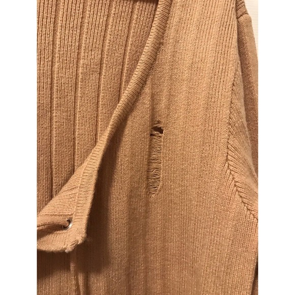 Sexy Distressed Sweater Plus 2X, Light Gold Mustard, Low Cut - Picture 11 of 16